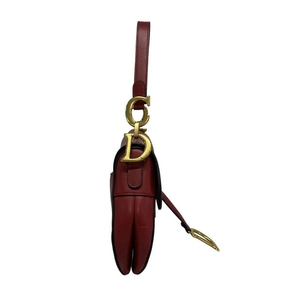 Auth DIOR/ChristianDior Saddle Bag - Red Leather Shoulder Bag - Picture 2 of 16